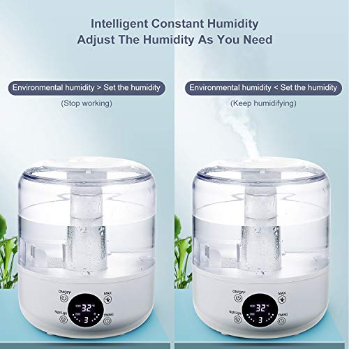 Umidificatore Ambiente Ultrasuoni, Tikitaka 3L Umidificatore e Telecomando, Umidificatore Ultrasuoni Silenzioso Modalità di Umidità Costante, Timer, 3 Nebbia Regolabile per Casa, Ufficio, Yoga, ECC