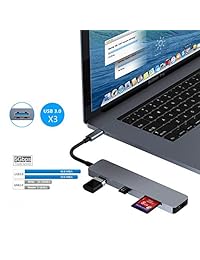 Joody USB C Hub Tipo C adaptador, 7 en 1 USB C a 4K HDMI, 3 puertos USB 3.0, lector de tarjetas Micro SD, entrega de energía compatible con MacBook Pro 2018 2017, Chromebook, XPS 13, Samsung S9