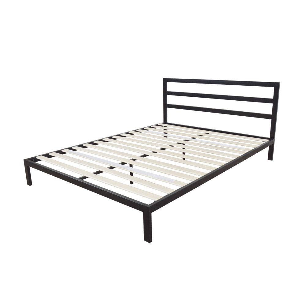 Best Full Size Black Pu Leather Button Tufted Upholstered Platform Metal Bed Frame