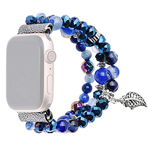 Sodoop Bracelet Compatible for Apple Watch Band 42mm/44mm Women Girl, Fashion Luxury Handmade Elastic Beaded Straps Replacement Wristband Compatible for iWatch Series 4/3/2/1