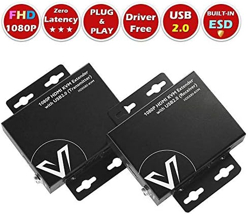 AV Access HDMI USB KVM Extender 2-Way PoE, 1080P@60Hz HDCP1.4 80M over single CAT5e/6/7 RJ45 UTP, 2 ports High-speed USB2.0 Hub, Keyboard Mouse Control No Latency, Auto EDID, Mounting Ear