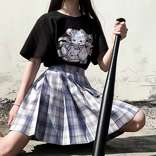Amazon Nygg 病みかわいい 服 Tシャツ 半袖 ゆったり レディース 夏 クルーネック 原宿系 かわいい カジュアル カットソー 柔らかい 無地 くま柄 Tシャツ カットソー 通販