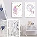 NADARDA Canvas Unicorn Wall Posters, Rainbow Unicorn Wall Art Prints Painting Decoration Pictures Set of 3 Girls Kids Bedroom Nursery Wall Decor, (UNFRAMED)