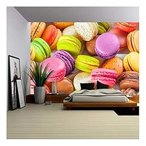 Traditional French Colorful Macarons in a Box - Removable Wall Mural | Self-Adhesive Large Wallpaper - 66x96 inches
