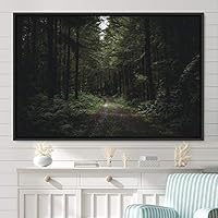 Framed Canvas Wall Art Rustic Woods Brown Dark Dramatic Forest Group Nature Photography Realism - 16x24 inches