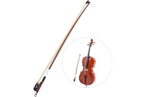 Cello Bow 4 4,HUIOP Well-Balanced Octagonal Brazilwood 4/4 Cello Bow Horsehair Round Stick Ebony Frog