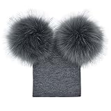 Baby Winter Warm Knit Hat Infant Toddler Pom Pom Beanie Photography Fur Ski Cap (Grey)