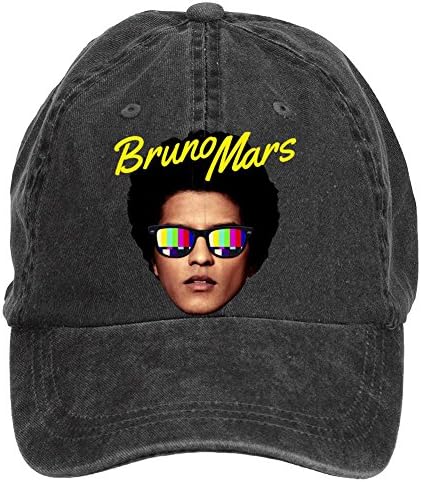 Bruno Mars Head Adjustable Designed Tennis Caps for Women by Fashio shir Black One Size