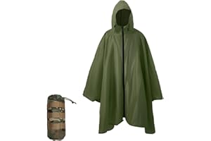 Nomadnia Plus Size Adult Rain Poncho with Hood and Zipper, Poncho Para Lluvia, Tactical Ponchos Adult For Camping, Hiking
