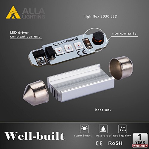 image for Alla Lighting Super Bright 42MM 578 LED Bulb Red High Power 3030-SMD C