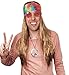 Hippie Wig Costume with Tie Dye Bandana 60s 70s Hippy Woodstock Festival Gear