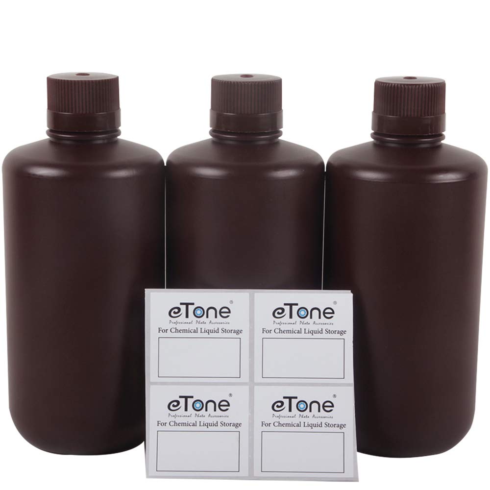 3X 1000ml Darkroom Chemical Storage Bottle Liquid Container Film Photo Developing Processing Equipment Printing Photosensitive UV Resin LCD/DLP Storage Amber Bottle 1L