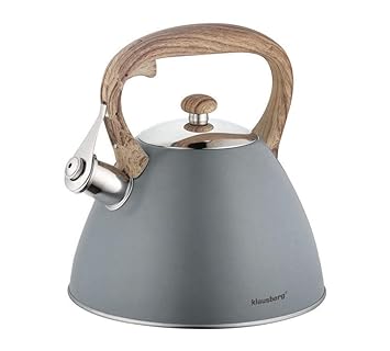 Klausberg WASSERKESSEL 3L MIT Pfeife KB-7297 Flötenkessel Wasserkocher grau