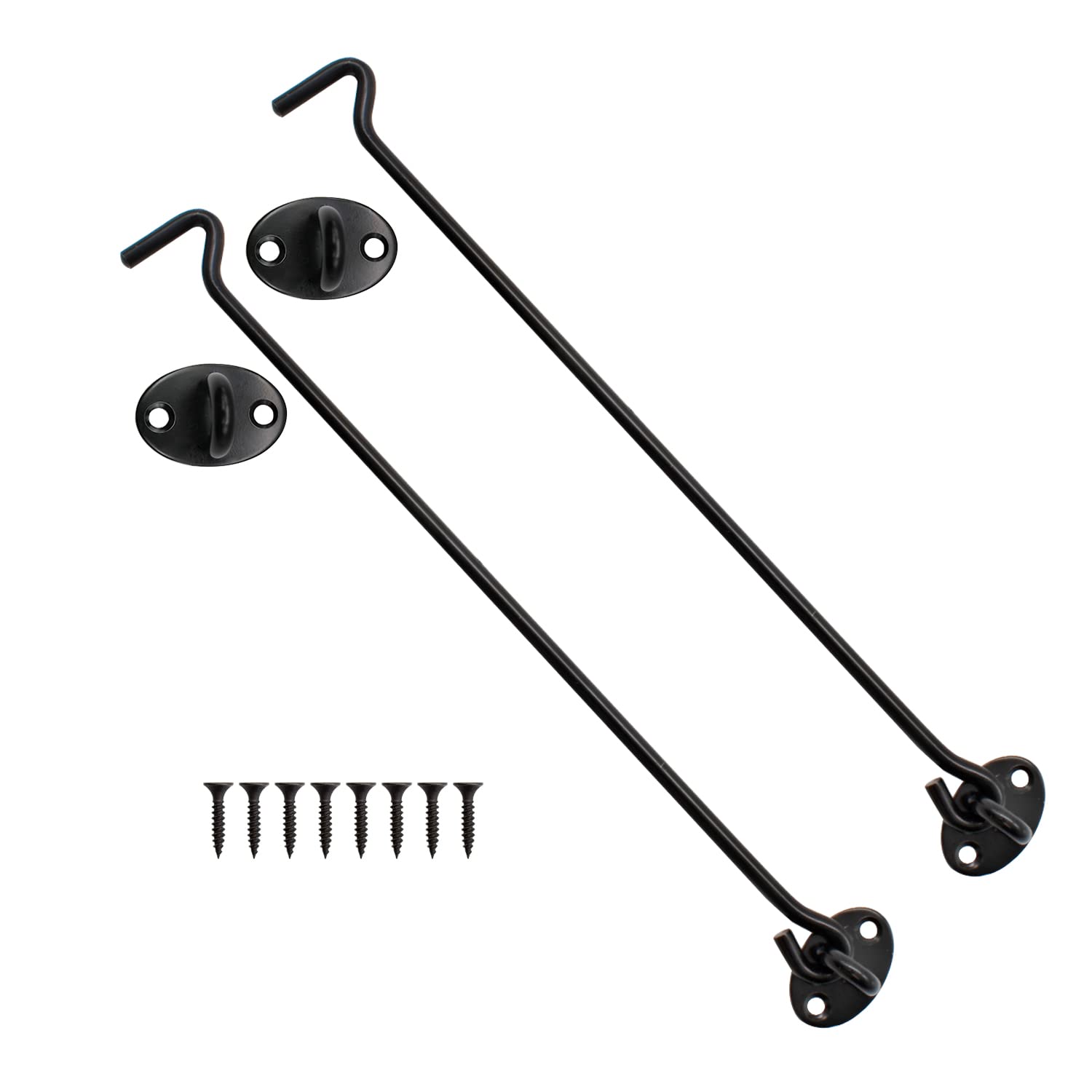 AMONENZ 2-Piece Hook and Eye, Stainless Steel Gate Hook, with Mounting Screws, for Garage Windows, Doors, Garden Sheds and Door Locks