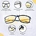 Night Driving Glasses - Semi Polarized Yellow Tint Anti Glare HD Lens Clear Vision - Unbreakable Metal Frame with Car Clip Holder - Knight Visor… (Black Yellow Lens)