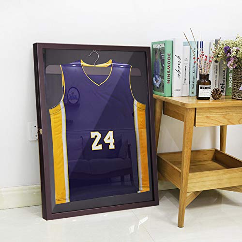 Thegreatshopman Brown Sports Jersey Frame Box Wall Display/Case Rack Frame Locable