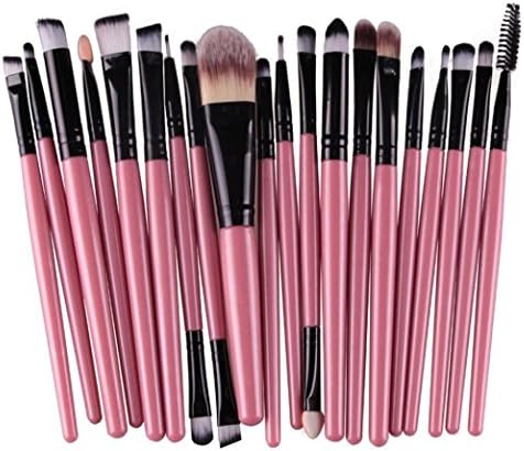 MISSJAY 20 Pcs Professional Complete Makeup Brush set Powder Foundation Blending Eyeshadow Eyeliner Lip Brush Kit (Black) (Pink+Black)
