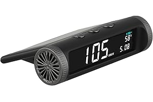 Wireless Solar-Powered Car HUD Head-Up Display with GPS Speedometer, 650mAh Battery, Dual Speed Units (km/h & mph), Temperatu