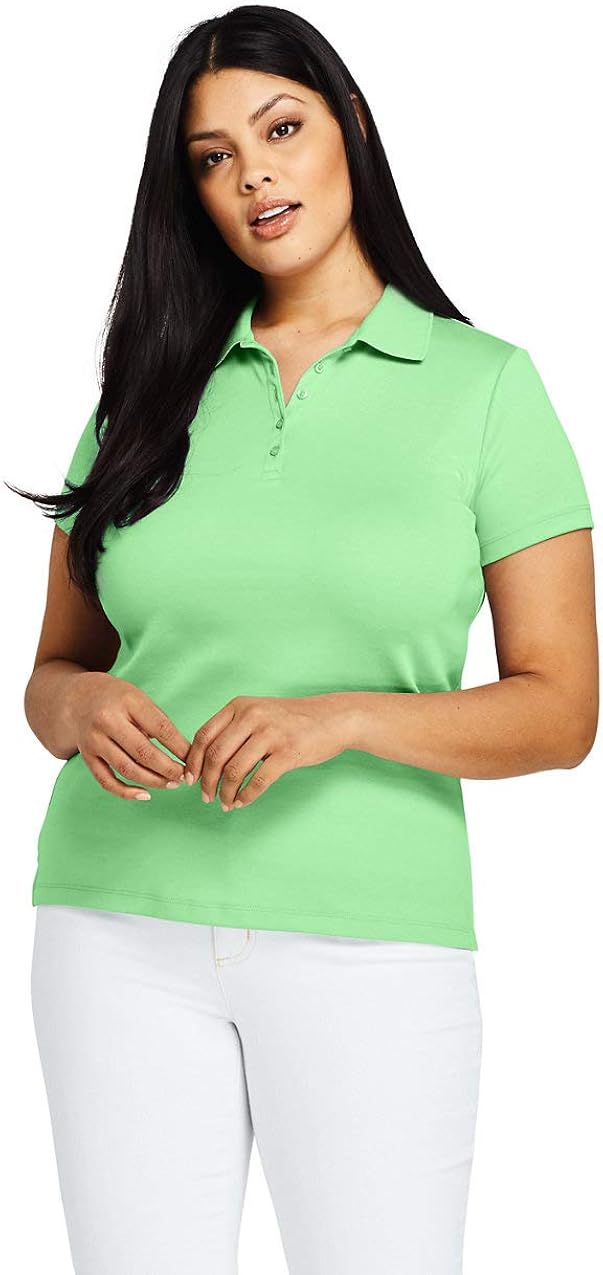 Lands' End Women's Plus Size Supima Cotton Polo Shirt Short Sleeve, 2X