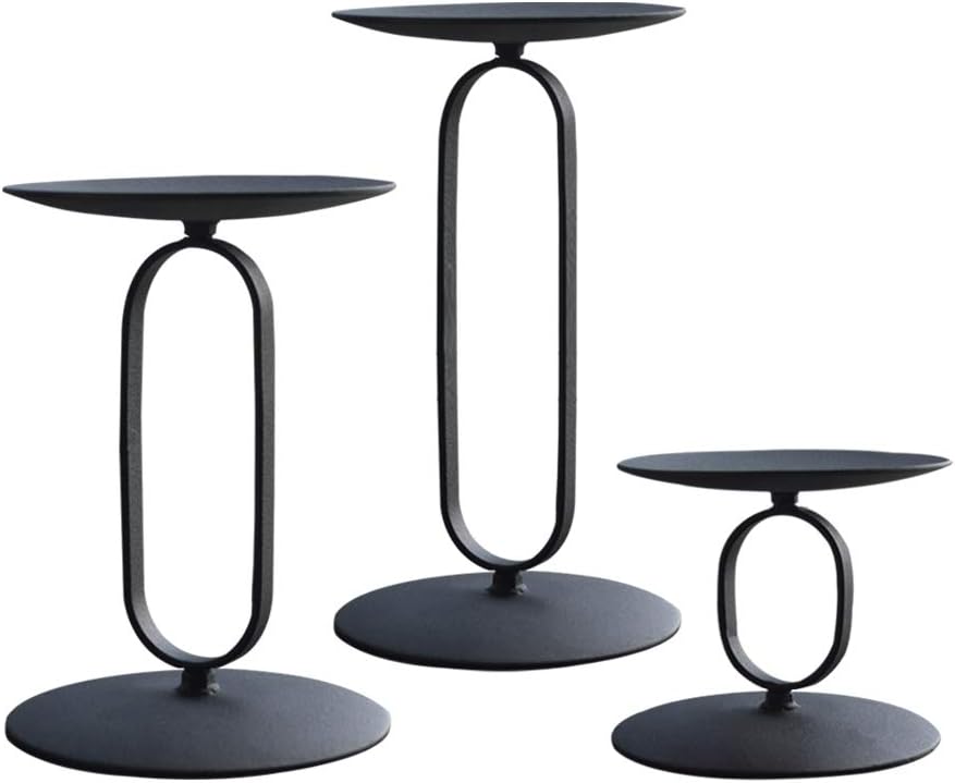 smtyle Candle Holders Set of 3 Candelabra with Iron-3.5" Diameter Ideal for Pillar LED Candles Round Gold: Home & Kitchen