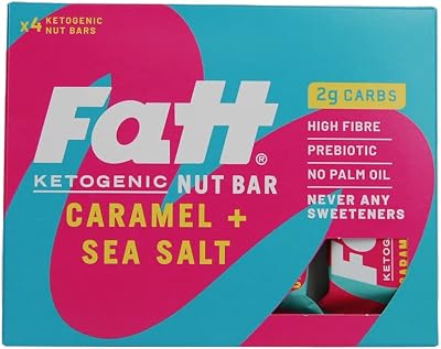 Fatt Caramel & Sea Salt Keto Bars 4 x 30g 2g Carbs 100% Natural