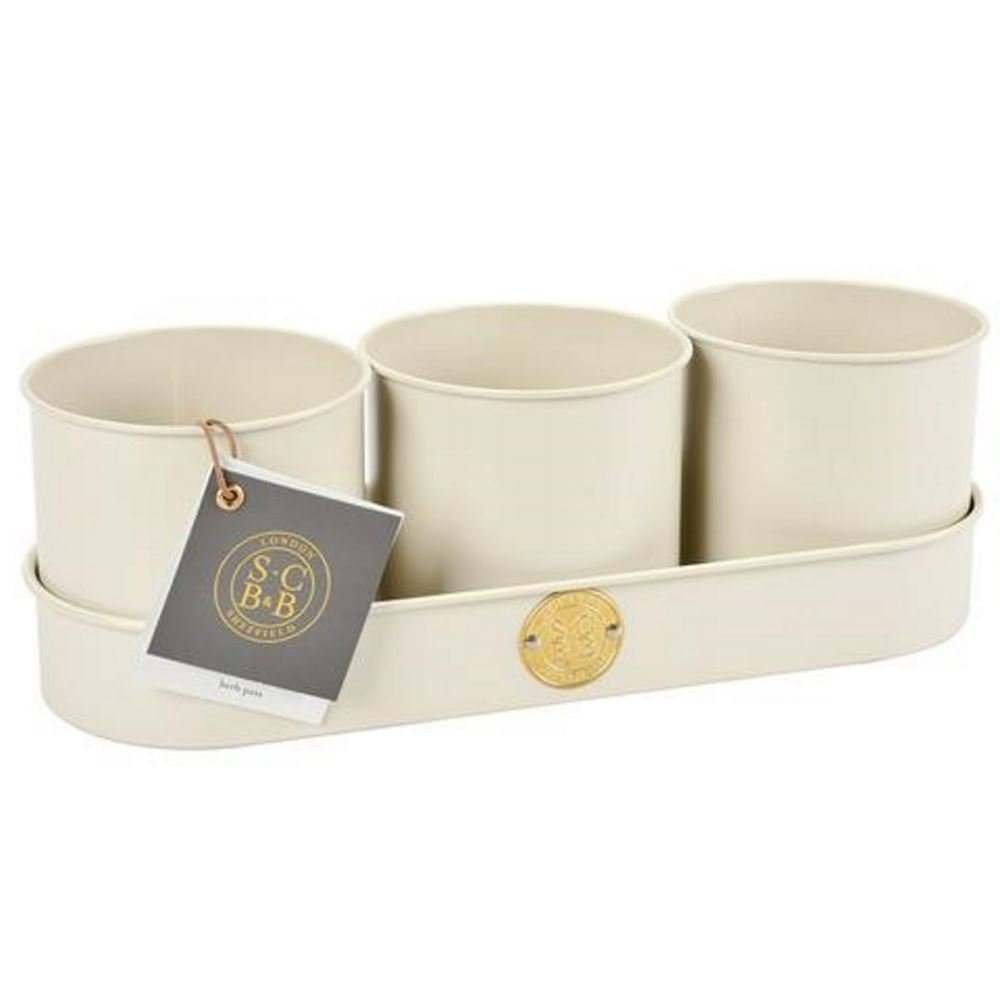 Burgon & Ball Sophie Conran Herb Pot 3-Piece Set, Buttermilk