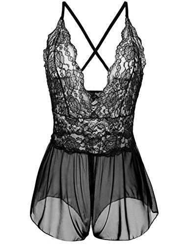 Cotyledon-Women-Lingerie-Open-Crotch-Leotard-Teddy-Nightwear-Lace-Chemises-Babydoll-Miniskirt-FBA