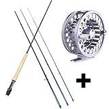 Sougayilang Fly Fishing Rod and Reel Combos Lightweight Ultra Portable Fly Fishing Pole with Aluminum Alloy 5/6 Fly Reel for Trout Salmon Carp Pikes Fly Fishing in Freshwater River Stream