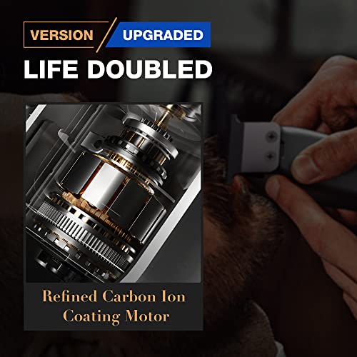 SUPRENT Professional Hair Clipper for Men-Zero Gap T-Blade Hair Cutting Kit Cordless Barber Trimmer Set with LED Display (Silver)