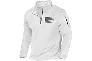 H HYFOL Men's USA Flag Graphic Pocket Pullover American Patriotic 1/4 Zip Stand Collar Long Sleeve Sweatshirts
