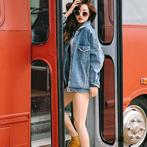 Women's Denim Jacket,Toponly Retro Women Turn-down Collar Oversize Loose Jacket Casual Denim Jeans Coat Outwear (blue, XL)