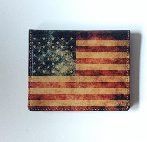 Wallet with American Flag Stars and Stripes Wallet Genuine Leather
