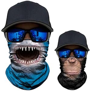 AXBXCX 2 Pack 3D Animal Neck Gaiter Scarf Bandana Face Mask Seamless UV Protection for Outdoor Activities