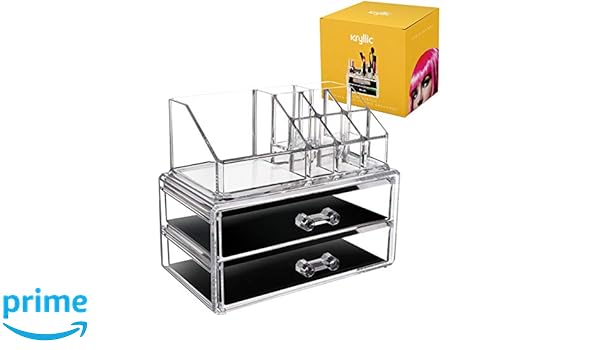 Acrylic Vanity Makeup Storage Organizer Clear 2 Bottom Case