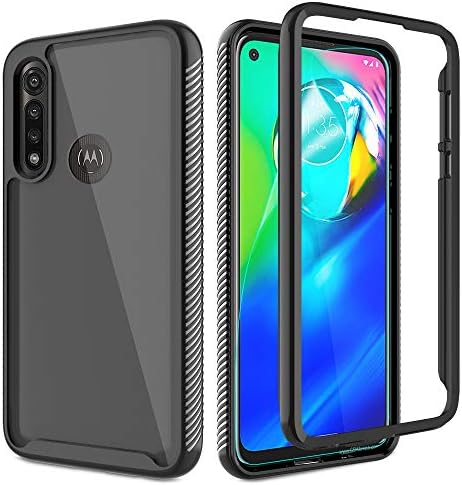Motorola G Energy Case, Moto G Energy Cellphone Case with HD Display screen Protector, Gritup [Military Grade] Clear Crystal Shockproof Slim Match Protecting Case for Motorola Moto G Energy Black
