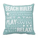 HLPPC ® Beach Rules Throw Pillow Cover Fashion Home Decorative Pillowcase Cotton Polyester Pillow Cover 18 x 18 Inches One Side