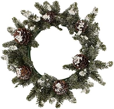 7-inch with 4-inch Inner Ring Snowy Mini Angel Pine Cone Candle Ring