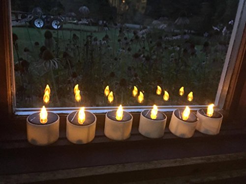 TBW 6 Pieces Warm White Flame Solar Power LED Light Candles - Electronic Solar LED Lamp Nightlight - Plastic Flameless Solar Energy Candle for Outdoor Camping Emergency