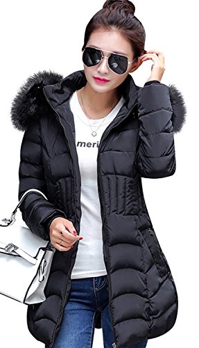 Mojessy Women's Parka Winter Coat Overcoat Long Down Jacket Outwear (US 6/8, Black)