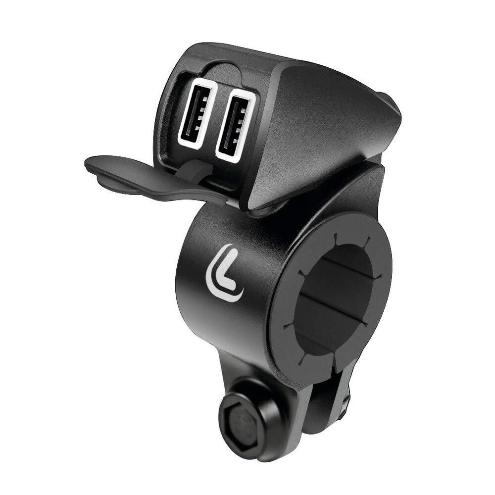 Lampa 38828 USB-Fix Trek Dual USB Charger Waterproof Handlebar Mount - Ultra Fast Charge - 5400mA - 12/24V