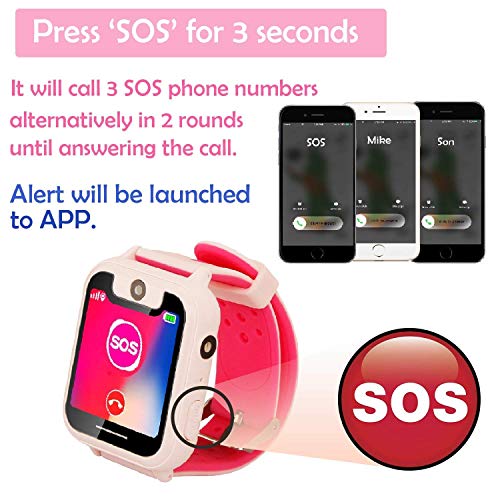 Kids Smart Watch Phone GPS Tracker for 3-12 Year Boy Girl [SIM Card Include] Smartwatch Touch Screen SOS Two Way Call Camera Game Alarm clock Outdoor Sport Cellphone Wristwatch Electronic Learning Toy - Thumbnail 4