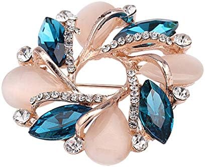 yanana Women Girl Flower Shaped Crystal Decor Brooch Scarf Buckle Alloy Breastpin Clothing Pin Jewelry Gifts