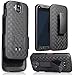 Nakedcellphone Case with Clip Compatible with Kyocera Duraforce Pro Phone, [Black Tread] Slim Ribbed Kickstand Cover and [Rotating/Ratchet] Belt Hip Holster Combo fits E6810, E6820, E6830, E6833