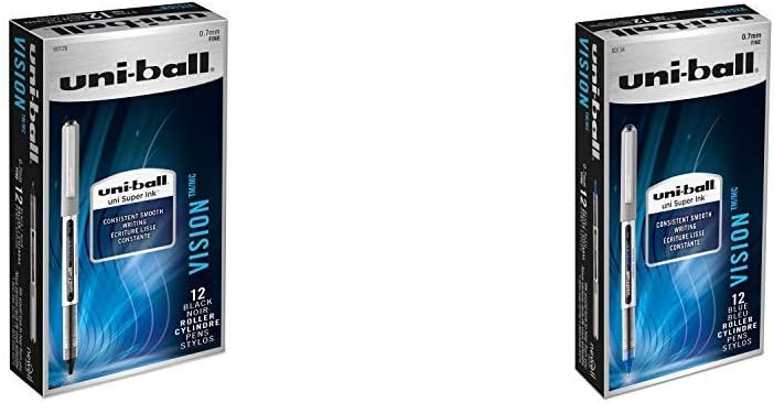 uni-ball Vision Rollerball Pens, Fine Point (0.7mm), Black, 5 Count: Office Products