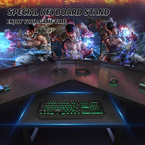 Ecoprsio L Shaped Gaming Desk Corner Gaming Desk, Gaming Computer Desk With Keyboard Tray, Large