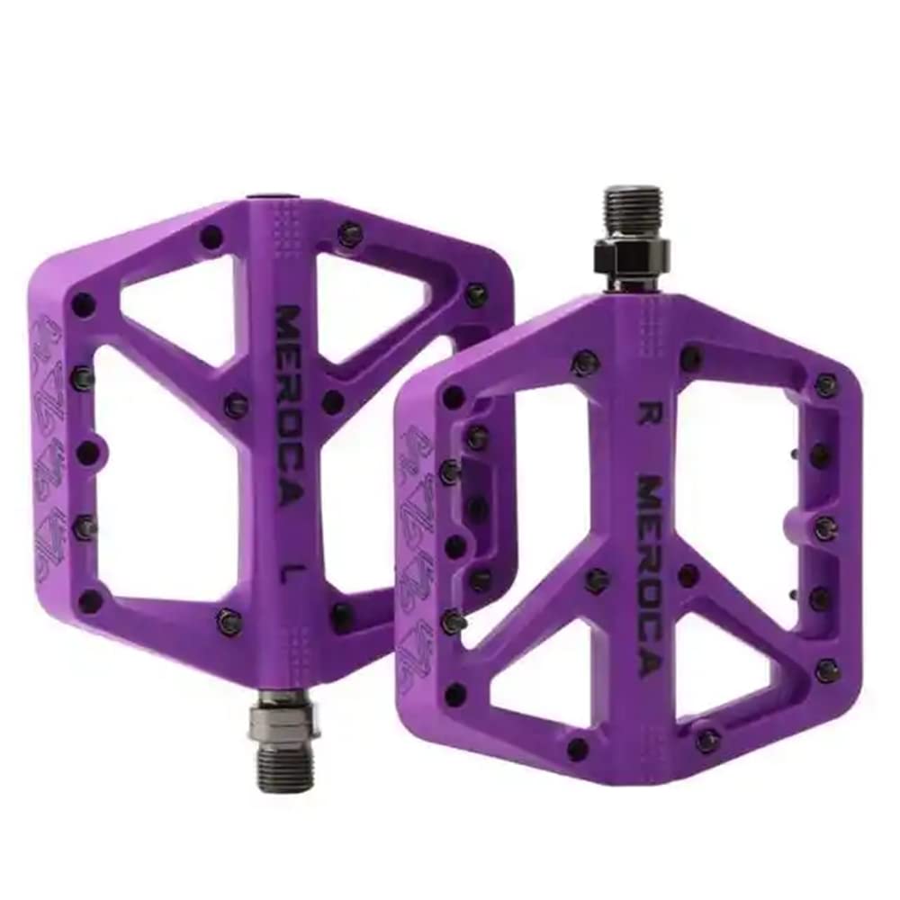 Photo 1 of Mountain Bike Pedal Bicycle Non-Slip Platform Sealed Bearing Pedal Lightweight Wide Nylon Pedals for Road Bike MTB Parts (Purple)