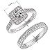Panghoo Solid 925 Sterling Silver Cz Engagement Wedding Ring Set for Women