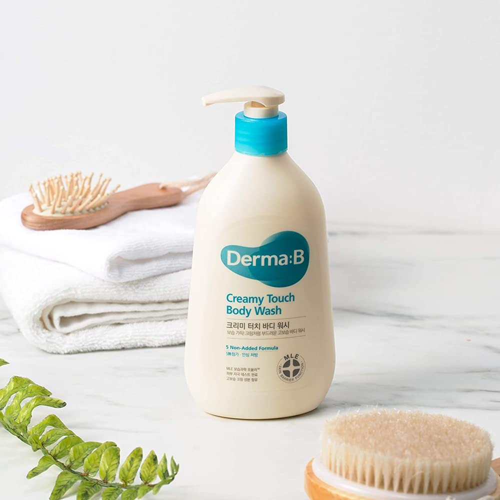 Derma B Creamy Touch Body Wash, Long-Lasting Mild Moisturizing Cleanser, Intensive Nourishing with Shea Butter, Grape Seed Oil, Panthenol, Relaxing Scented Shower Gel, Kbeauty, 13.5 Fl Oz, 400ml