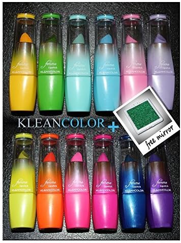 Kleancolor Femme Lipstick Full Set Neon &amp; Pastal Assorted Colors + FREE Compact Mirror