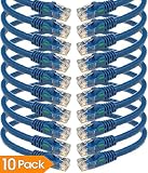 iMBAPrice (10 Pack) Blue 2 Feet (2ft) Molded UTP Cat6 Ethernet Network Patch Cable RJ45 M/M